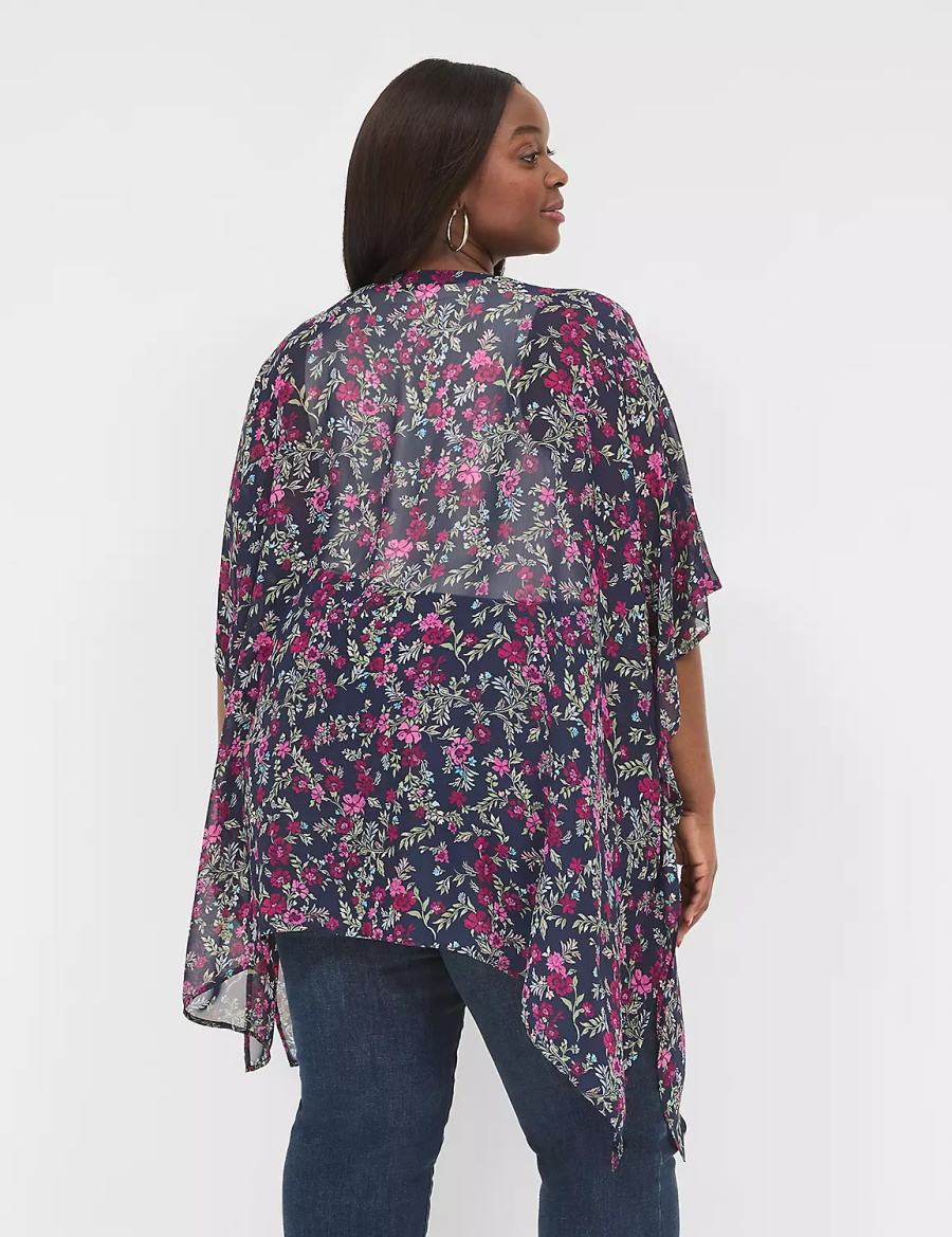 Lane Bryant Chiffon Overpiece Badjas Dames Donkerblauw | XXB4033LM