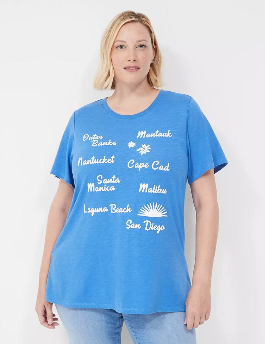 Lane Bryant Cities Graphic Tee T-shirts Dames Blauw | UWM5627HT