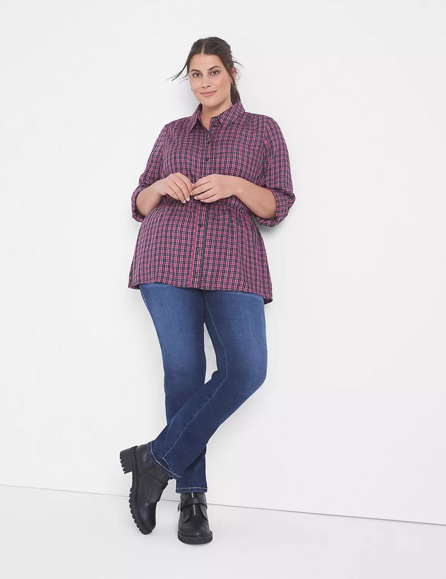 Lane Bryant Classic Button-Front Elastic-Waist Tunic Overhemd Dames Paars | QAM3763JN