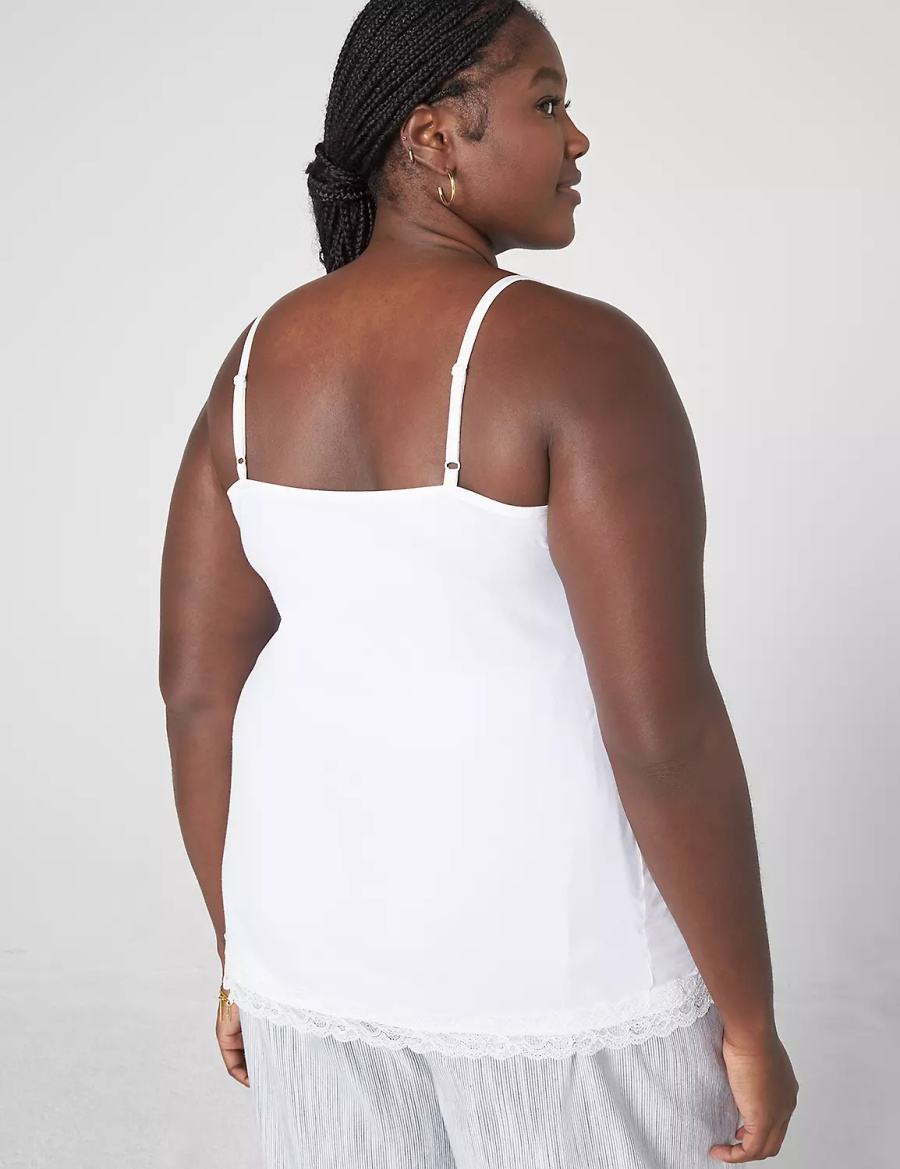 Lane Bryant Classic V-Neck Lace Trim Cami Tanktop Dames Wit | GTE7544PI