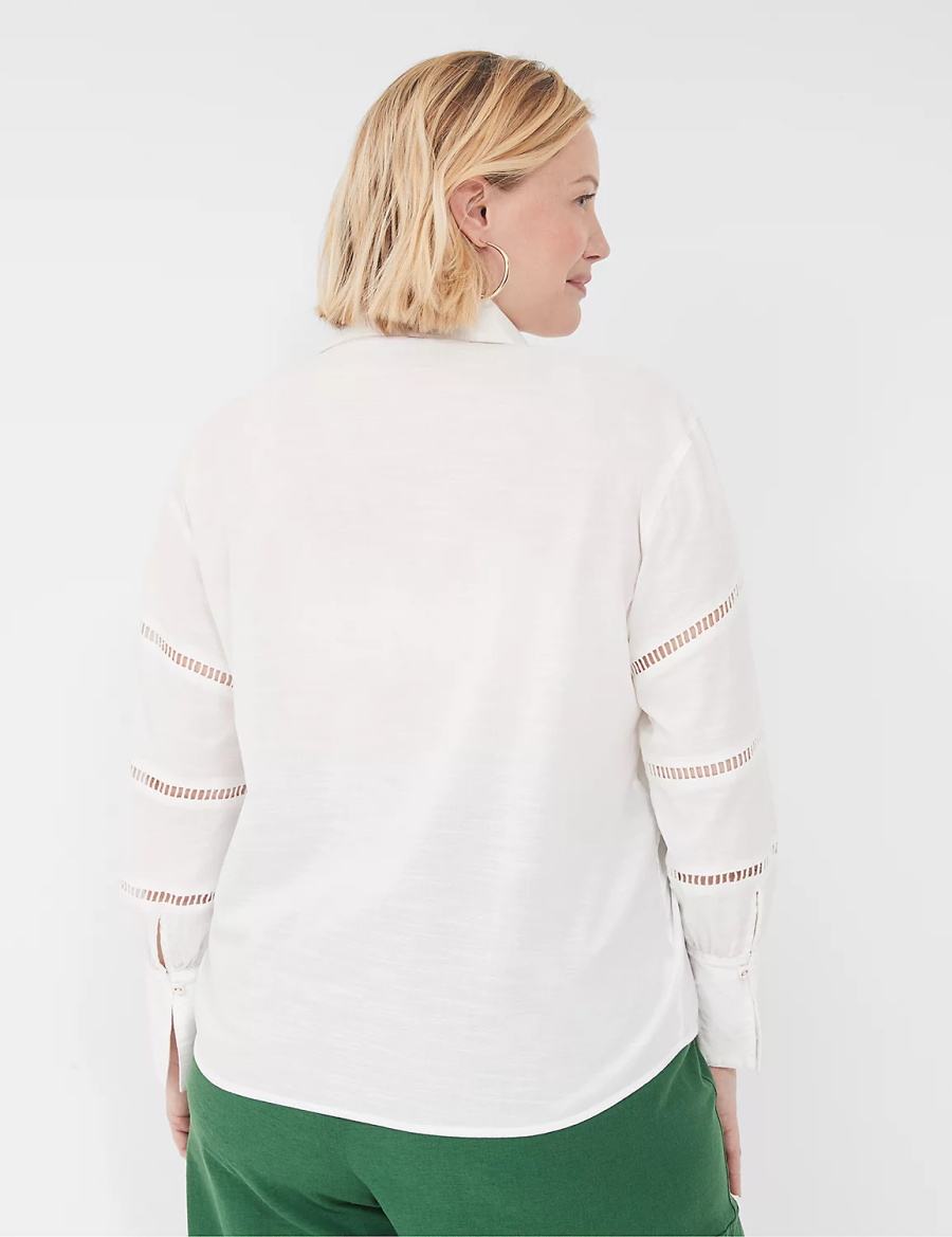 Lane Bryant Collar Split-Neck Popover Blouse Dames Wit | AGT759YH
