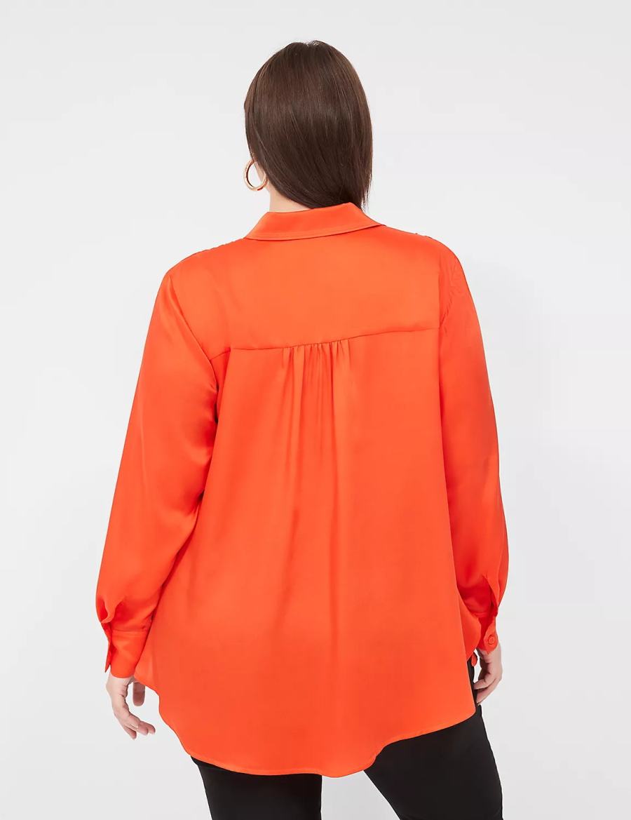 Lane Bryant Collared Step-Hem Blouse Dames Lichtrood | KKY2312OR