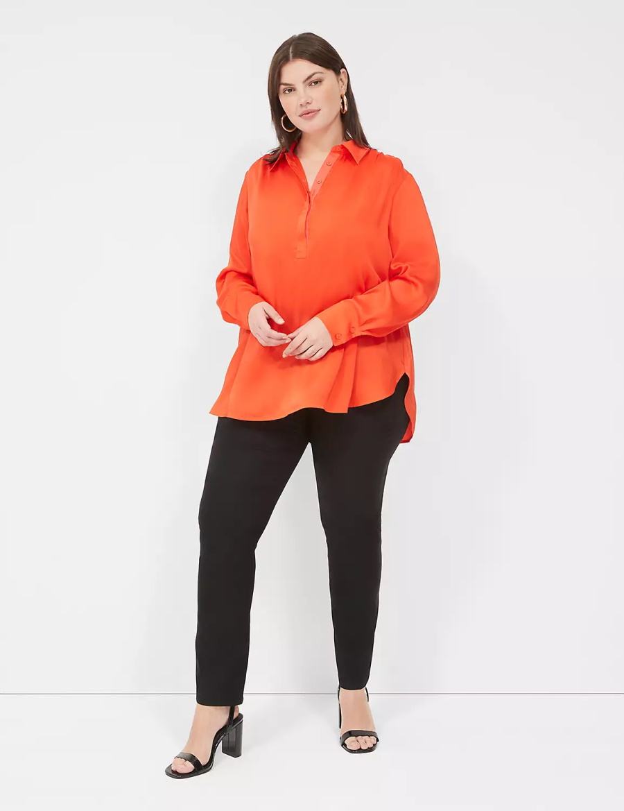 Lane Bryant Collared Step-Hem Blouse Dames Lichtrood | KKY2312OR
