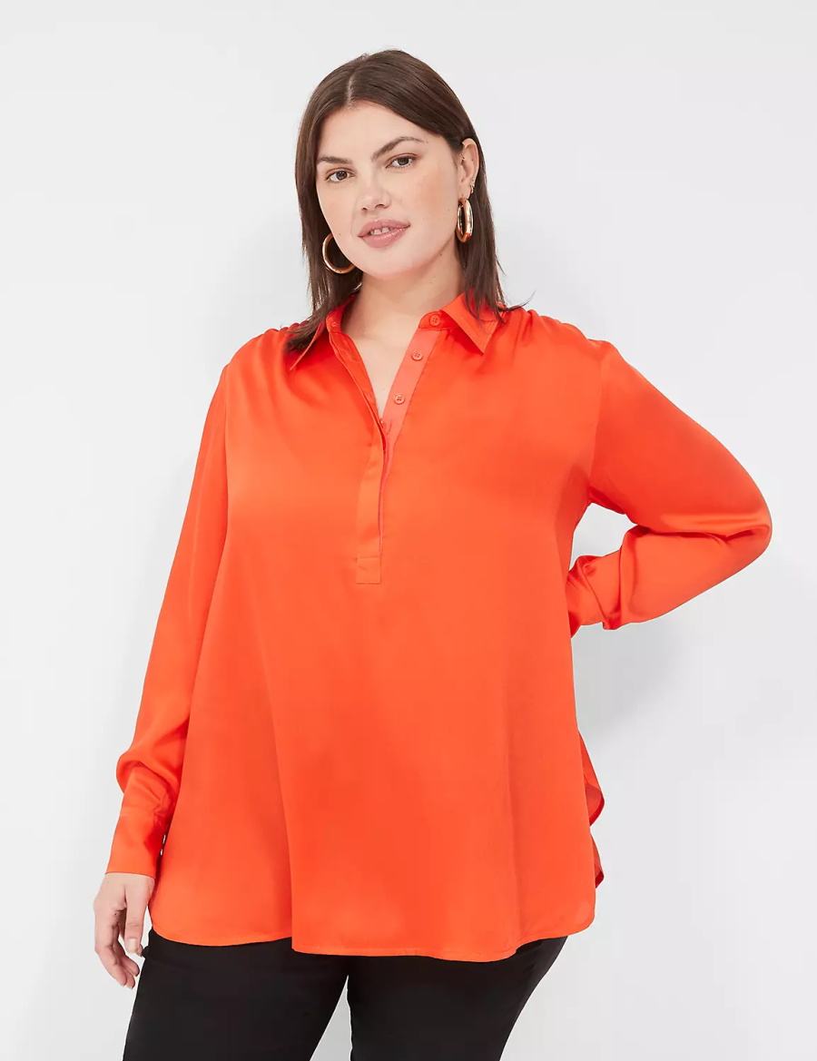 Lane Bryant Collared Step-Hem Blouse Dames Lichtrood | KKY2312OR