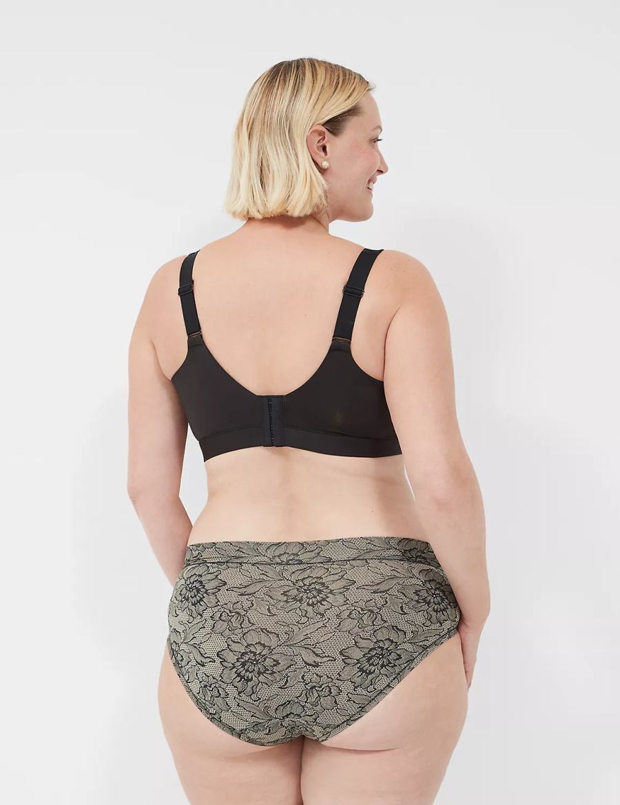 Lane Bryant Comfort Bliss Lightly Lined No-Wire With Lace Bralettes Dames Zwart | GEA3353GL