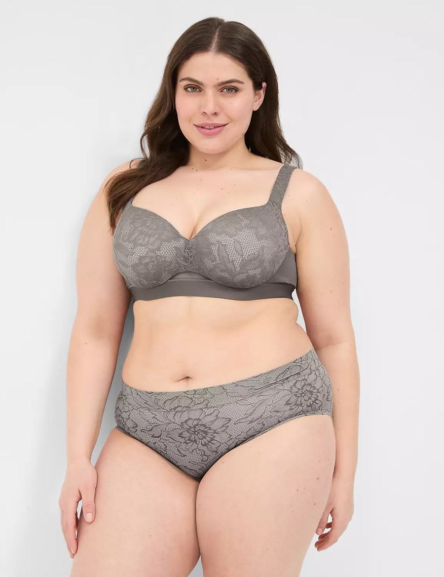 Lane Bryant Comfort Bliss Lightly Lined With Lace Balconette BH Dames Donkergrijs | KGD549UH