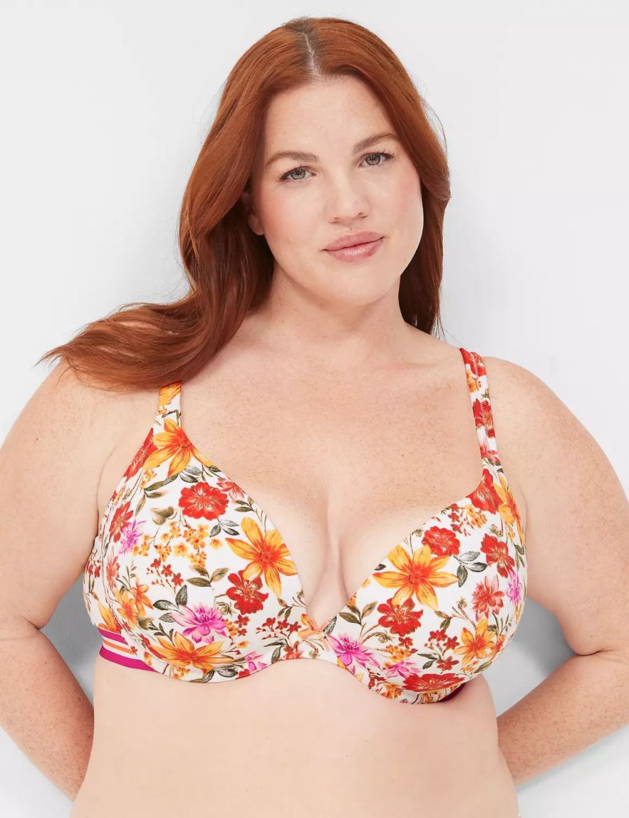 Lane Bryant Cotton Boost Plunge Bralettes Dames Wit | NYJ8770XH
