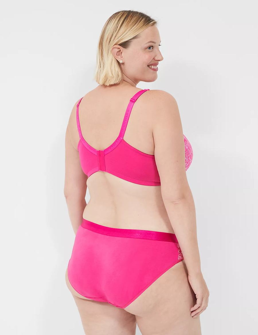 Lane Bryant Cotton Boost Plunge With Lace Bralettes Dames Donkerfuchsie | ZLJ1791MX