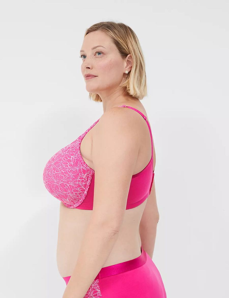 Lane Bryant Cotton Boost Plunge With Lace Bralettes Dames Donkerfuchsie | ZLJ1791MX