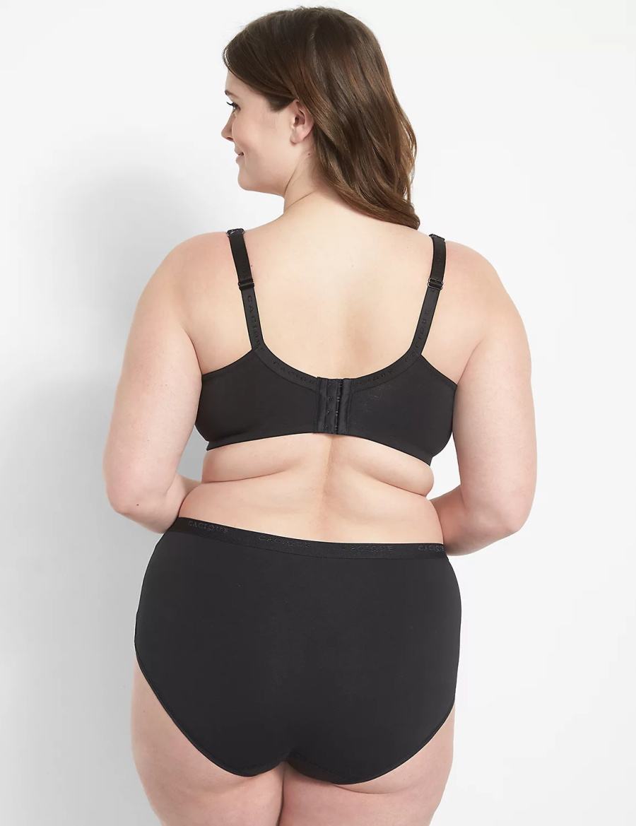 Lane Bryant Cotton Boost Plunge With Lace Bralettes Dames Zwart | DMY555AA