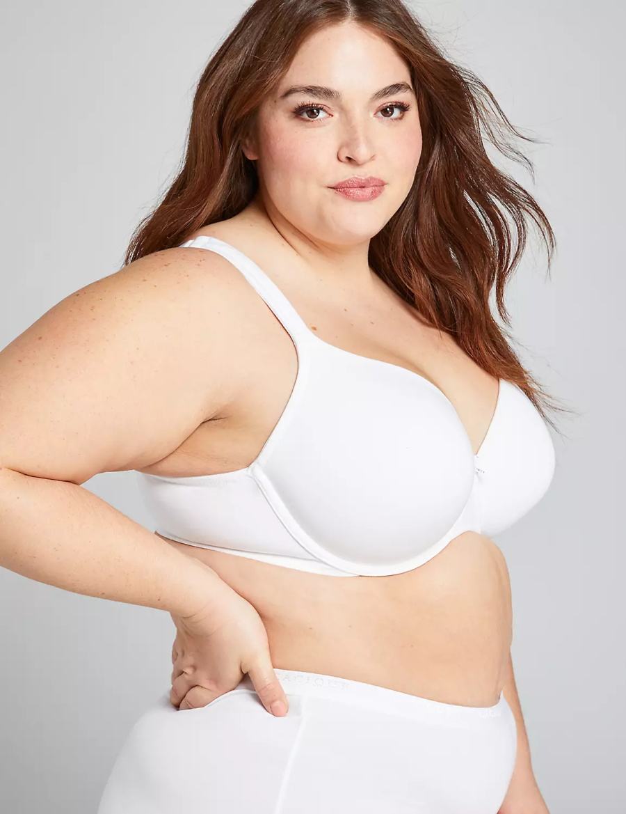 Lane Bryant Cotton Lightly Lined Full Coverage Bralettes Dames Wit | ZSA32CL