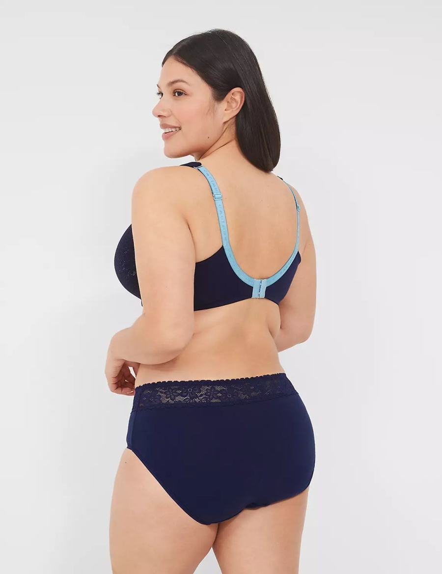 Lane Bryant Cotton Lightly Lined Full Coverage With Lace Bralettes Dames Blauw | AJG4336SL