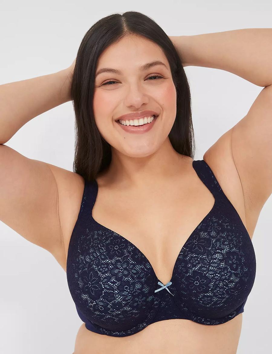 Lane Bryant Cotton Lightly Lined Full Coverage With Lace Bralettes Dames Blauw | AJG4336SL