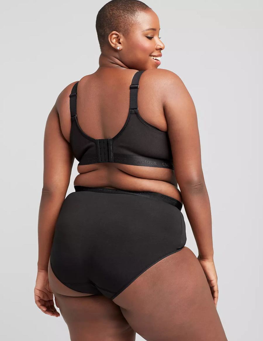 Lane Bryant Cotton Lightly Lined No-Wire Bralettes Dames Zwart | OZB6188JS