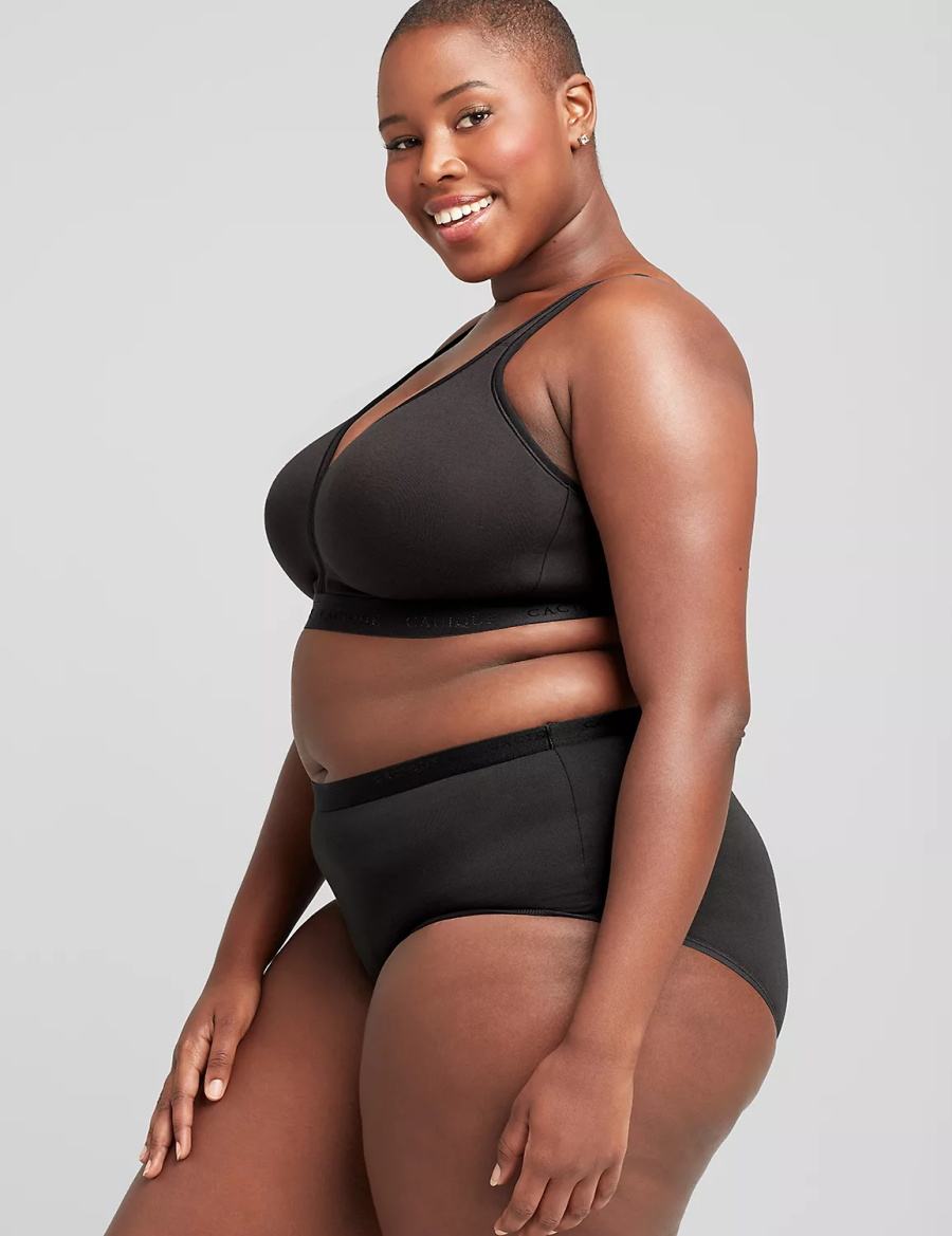 Lane Bryant Cotton Lightly Lined No-Wire Bralettes Dames Zwart | OZB6188JS