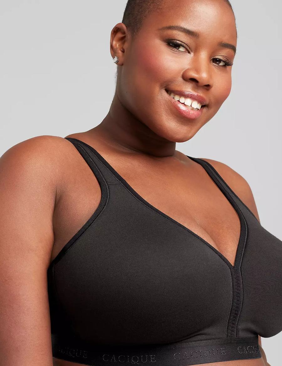 Lane Bryant Cotton Lightly Lined No-Wire Bralettes Dames Zwart | OZB6188JS