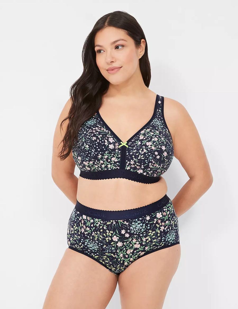 Lane Bryant Cotton Lightly Lined No-Wire Bralettes Dames Zwart | XEA7083NR