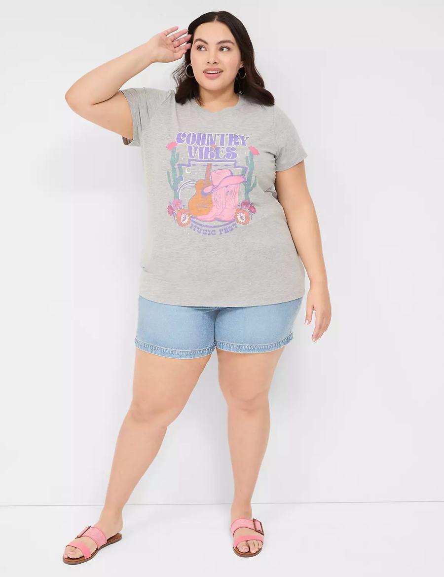 Lane Bryant Country Vibes Graphic Tee T-shirts Dames Lichtgrijs | KLL6481VT