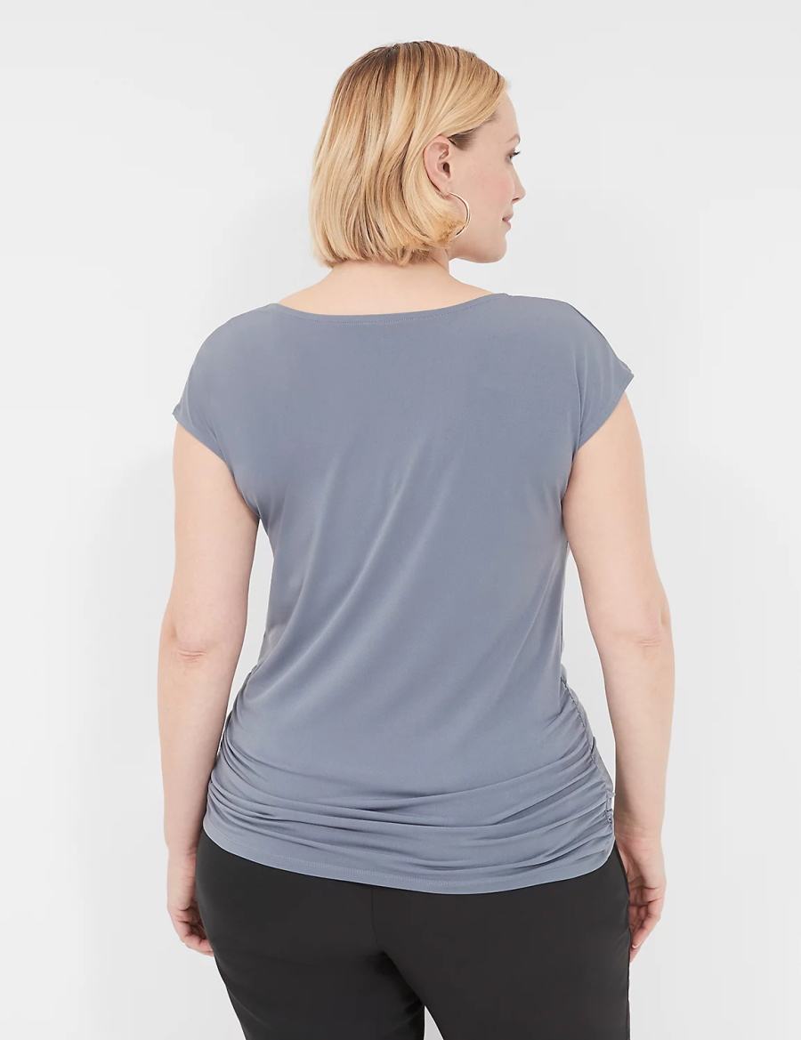 Lane Bryant Cowlneck Shirred-Side Top T-shirts Dames Grijs | DYS2839HC