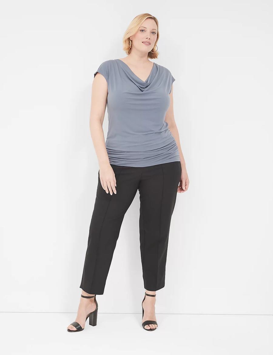 Lane Bryant Cowlneck Shirred-Side Top T-shirts Dames Grijs | DYS2839HC