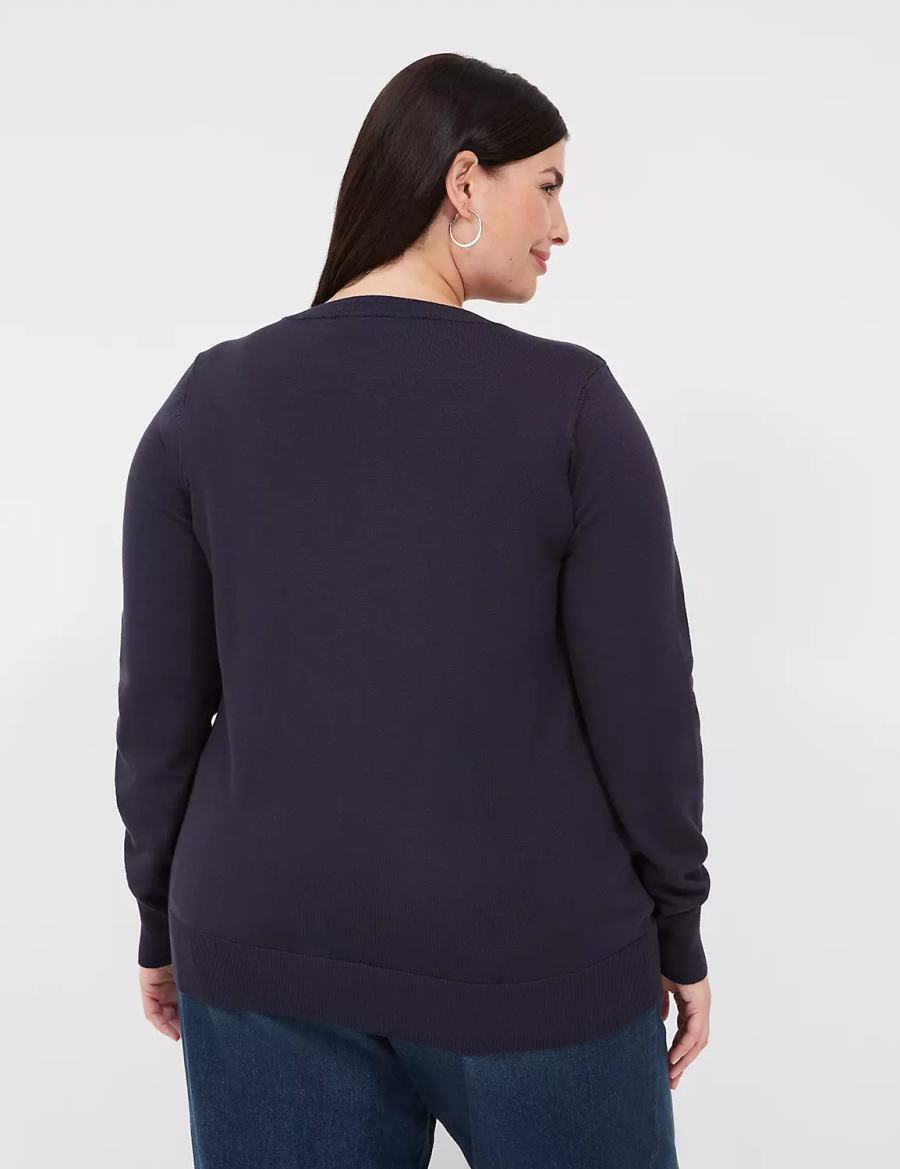 Lane Bryant Crew-Neck Button-Front Cardigan Dames Blauw | SLW6530YC
