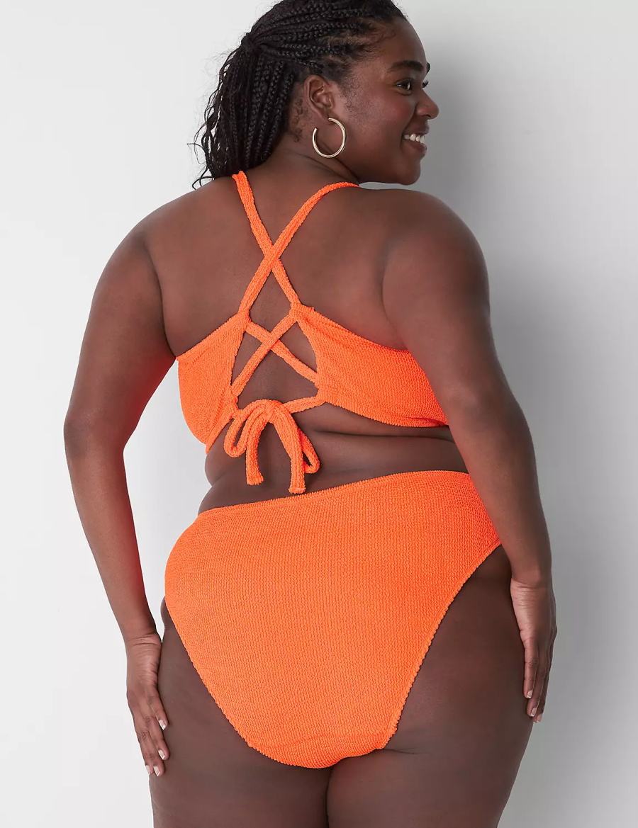 Lane Bryant Crinkle High-Leg Cheeky Swim Bikinibroekje Dames Oranje | IHL5994JW