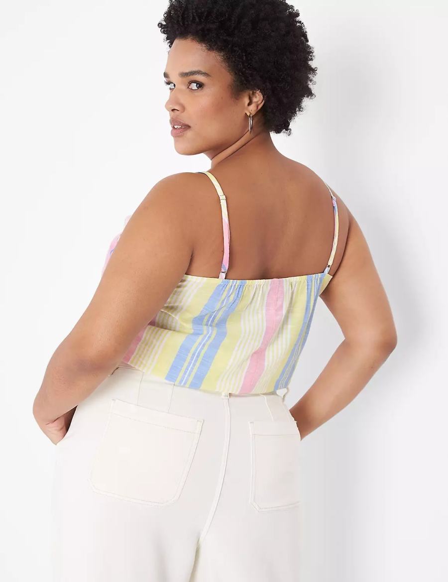 Lane Bryant Crop Drawstring Tanktop Dames Roze Strepen | TUH9484BO