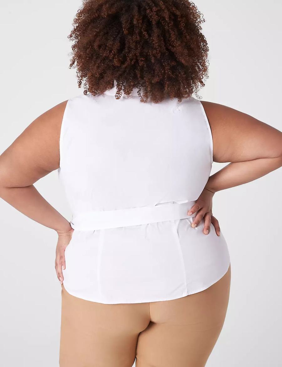 Lane Bryant Crop Sleeveless Full-Wrap Top T-shirts Dames Wit | XVU9583AY