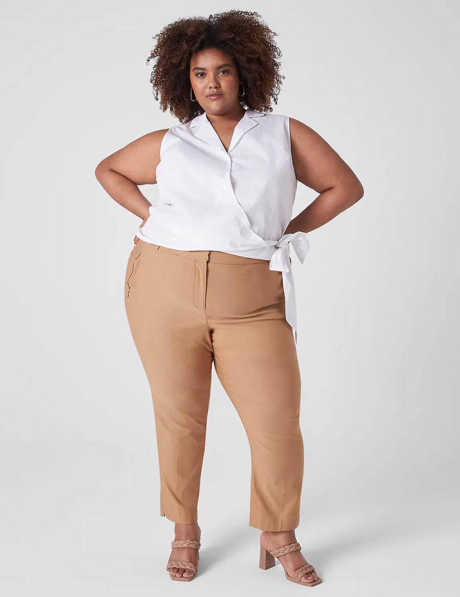 Lane Bryant Crop Sleeveless Full-Wrap Top T-shirts Dames Wit | XVU9583AY