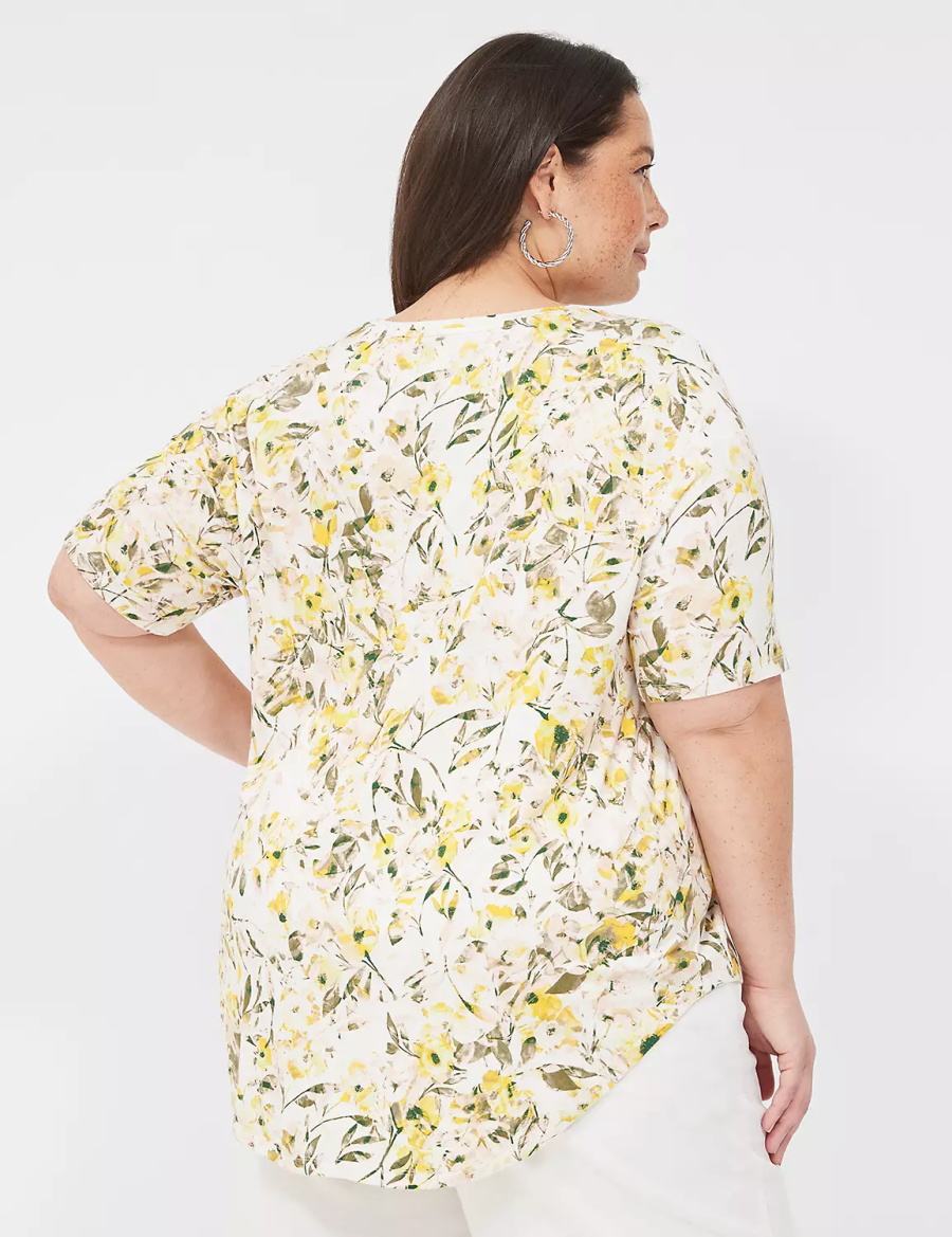 Lane Bryant Curved-Hem Perfect Sleeve Tee T-shirts Dames Geel | OIV9230SD