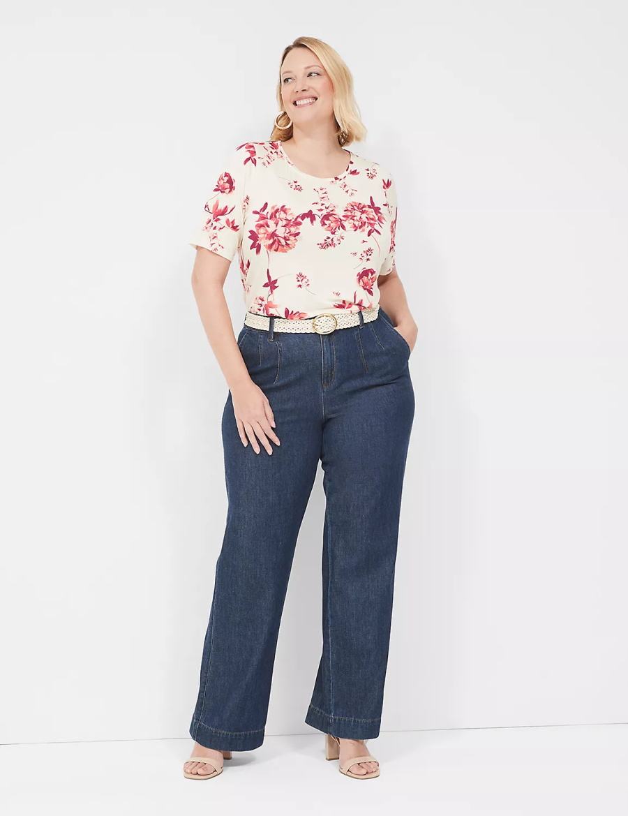 Lane Bryant Curved-Hem Perfect Sleeve Tee T-shirts Dames Roze | PXG7092YR