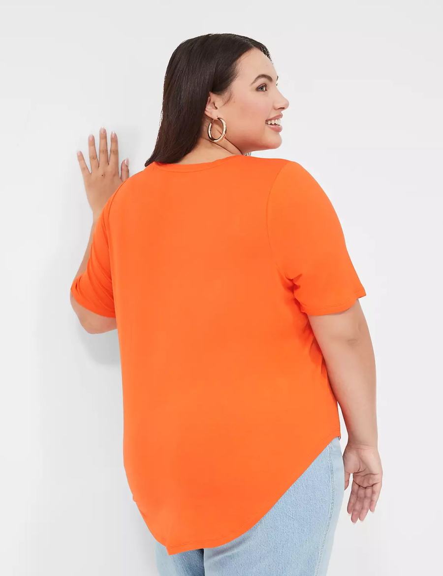 Lane Bryant Curved-Hem Perfect Sleeve Tee T-shirts Dames Lichtrood | NYA6179GY