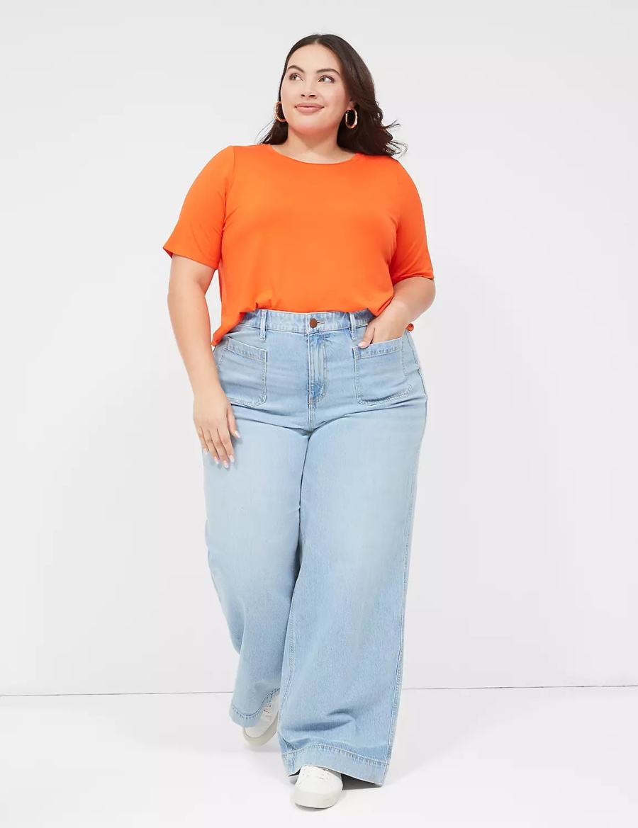 Lane Bryant Curved-Hem Perfect Sleeve Tee T-shirts Dames Lichtrood | NYA6179GY