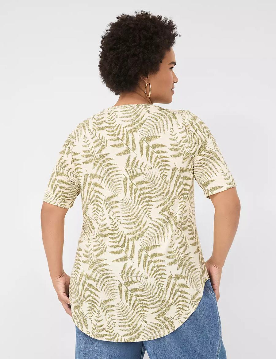 Lane Bryant Curved-Hem Perfect Sleeve Tee T-shirts Dames Groen | APE6776BA