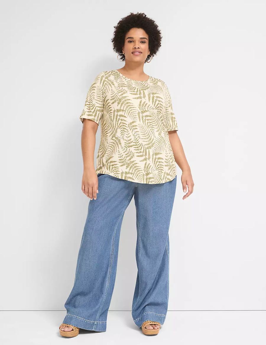 Lane Bryant Curved-Hem Perfect Sleeve Tee T-shirts Dames Groen | APE6776BA