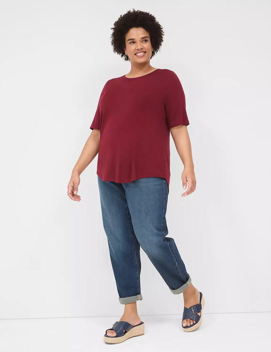 Lane Bryant Curved-Hem Perfect Sleeve Tee T-shirts Dames Dieprood | BDQ8495JS