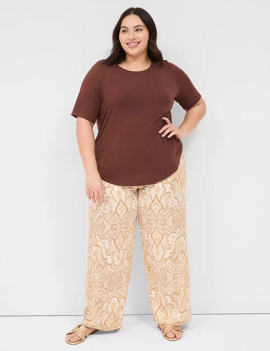 Lane Bryant Curved-Hem Perfect Sleeve Tee T-shirts Dames Bruin | UVS5539ST
