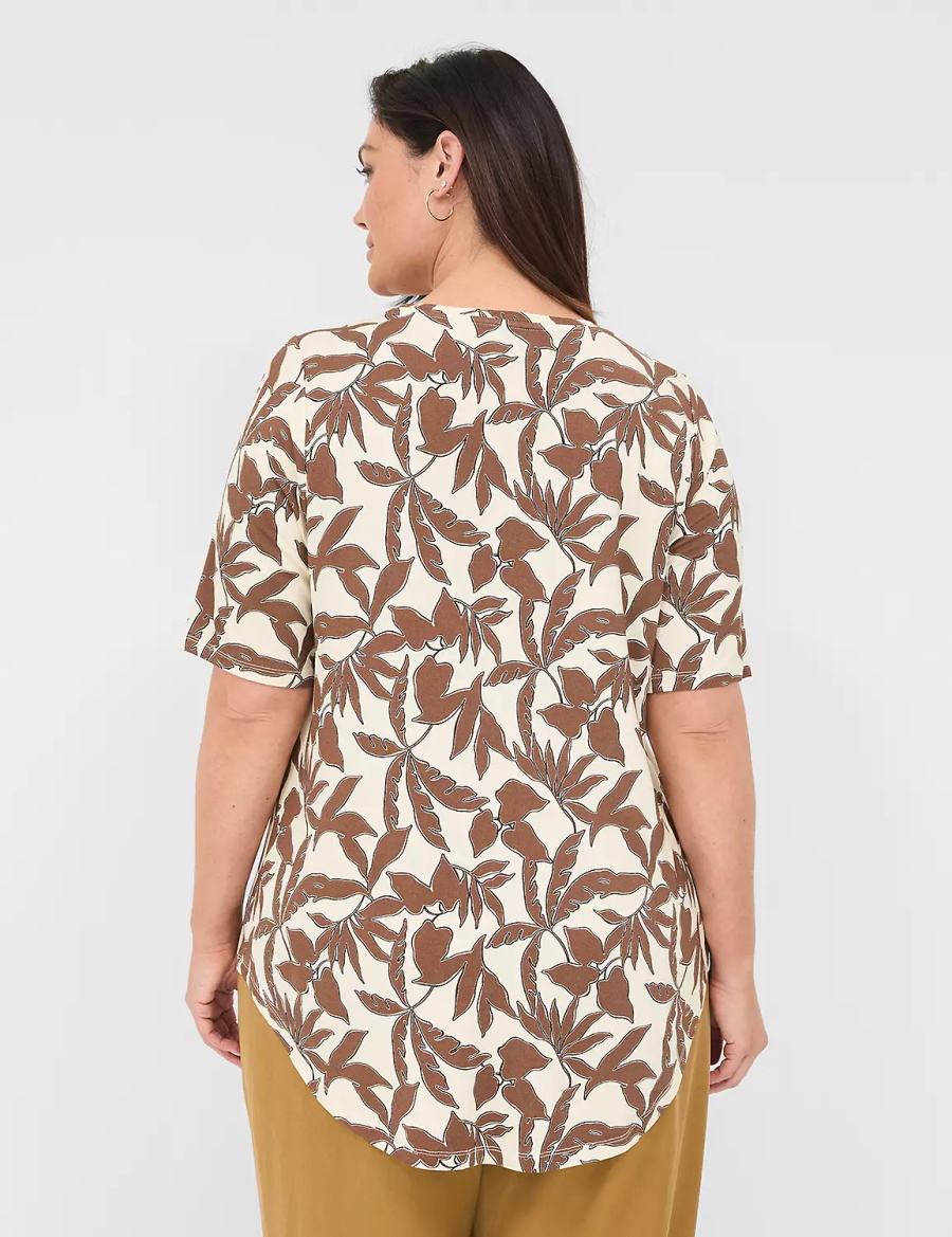Lane Bryant Curved-Hem Perfect Sleeve Tee T-shirts Dames Bruin | APR2794QI