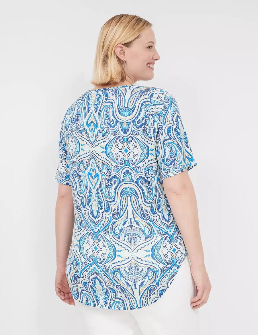 Lane Bryant Curved-Hem Perfect Sleeve Tee T-shirts Dames Blauw | FCE6780IK