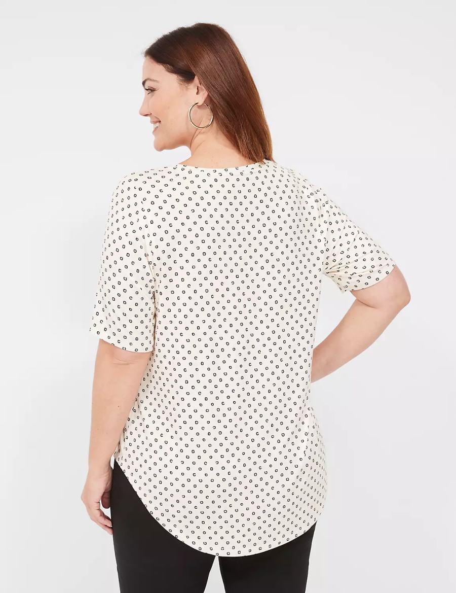 Lane Bryant Curved-Hem Perfect Sleeve Tee T-shirts Dames Wit | TPT9496JG