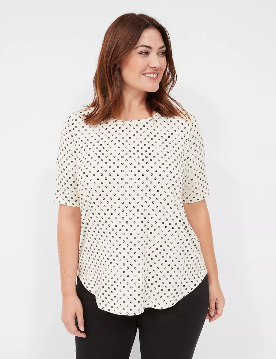 Lane Bryant Curved-Hem Perfect Sleeve Tee T-shirts Dames Wit | TPT9496JG