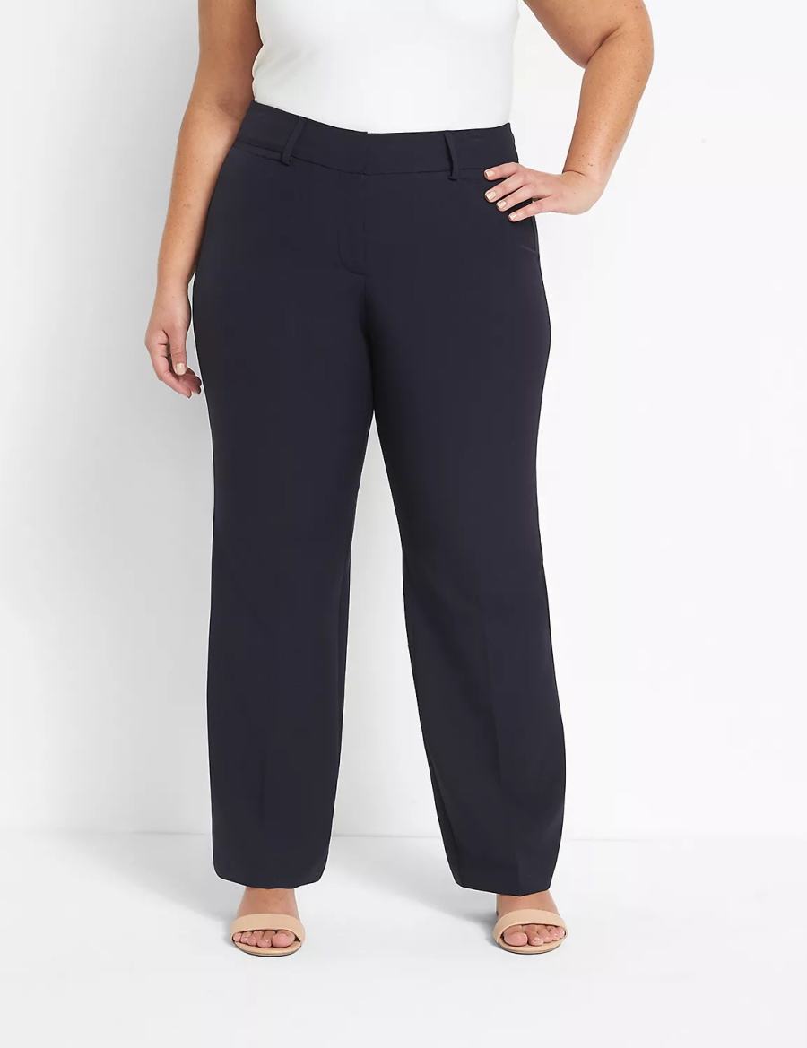 Lane Bryant Curvy Fit Perfect Drape Straight Broek Dames Blauw | MLT7975EU