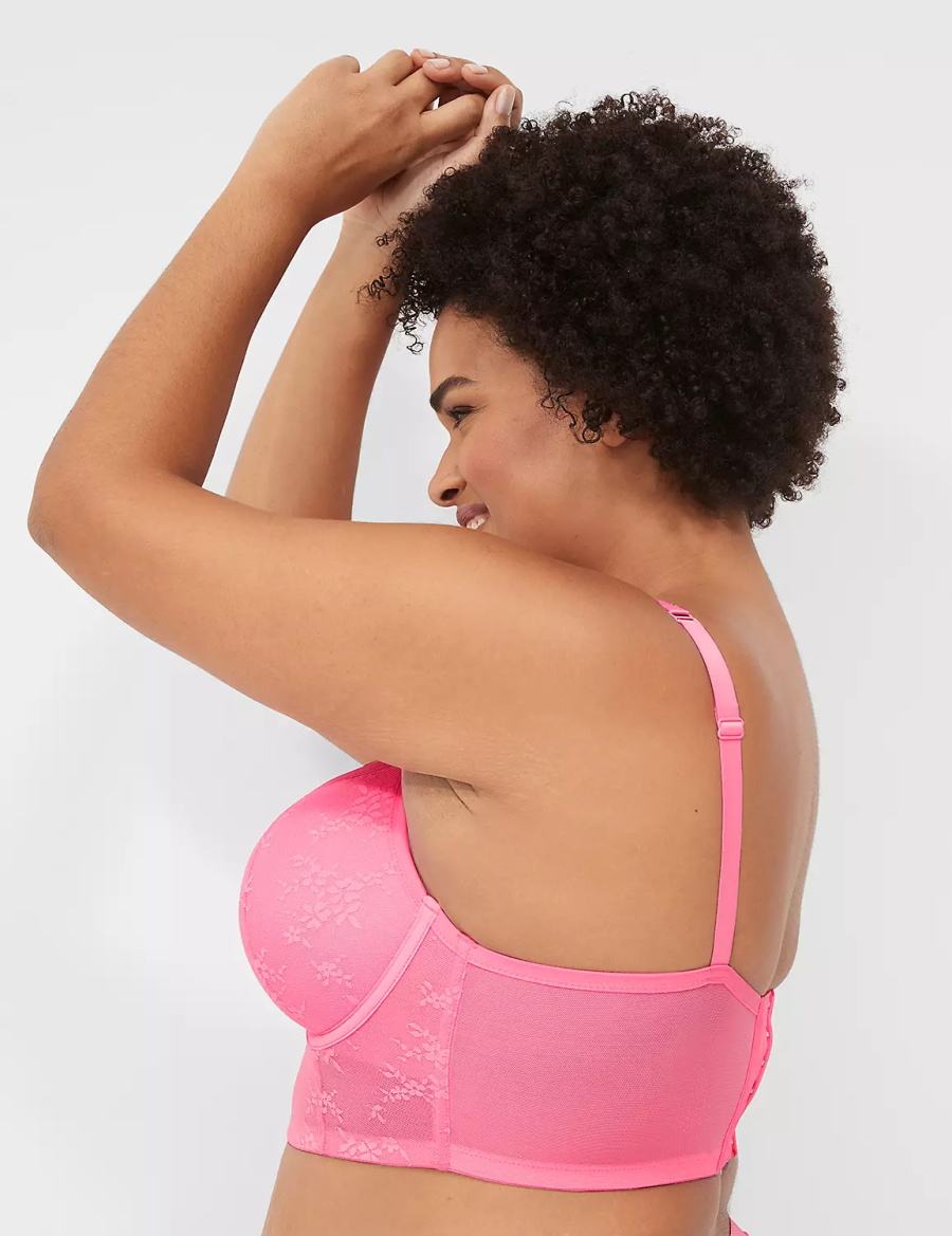 Lane Bryant Delicate Lace Lightly Lined Demi Corset Bralettes Dames Roze | SVN2313TN