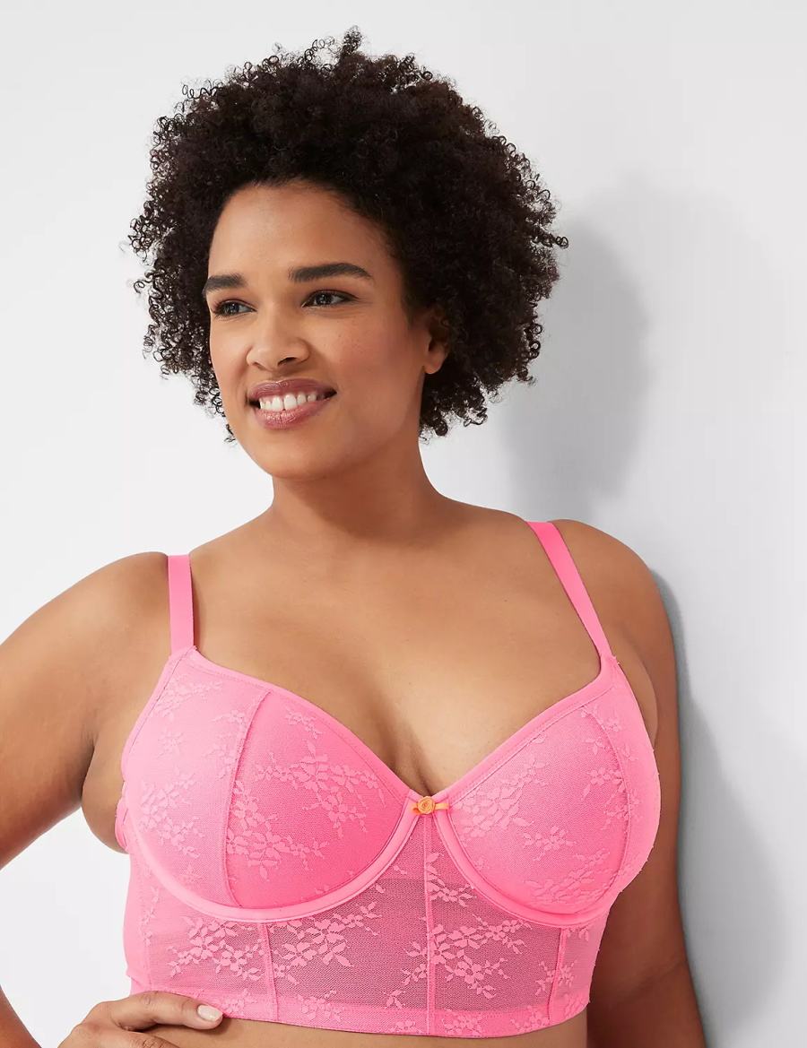 Lane Bryant Delicate Lace Lightly Lined Demi Corset Bralettes Dames Roze | SVN2313TN