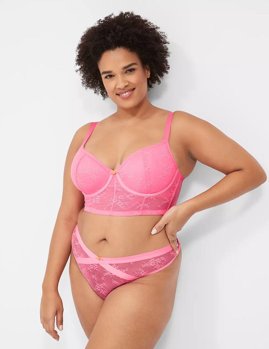 Lane Bryant Delicate Lace Lightly Lined Demi Corset Bralettes Dames Roze | SVN2313TN