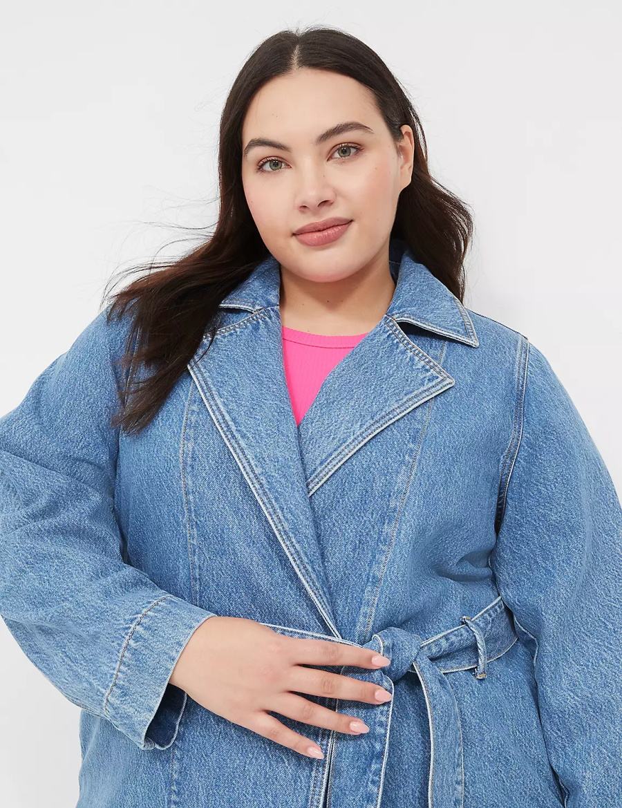 Lane Bryant Denimed Trench Trenchcoat Dames Blauw | MCP7034BJ
