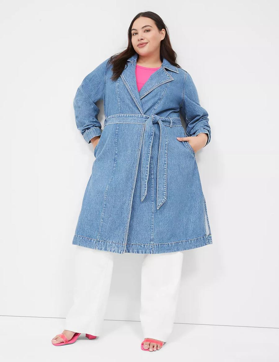 Lane Bryant Denimed Trench Trenchcoat Dames Blauw | MCP7034BJ