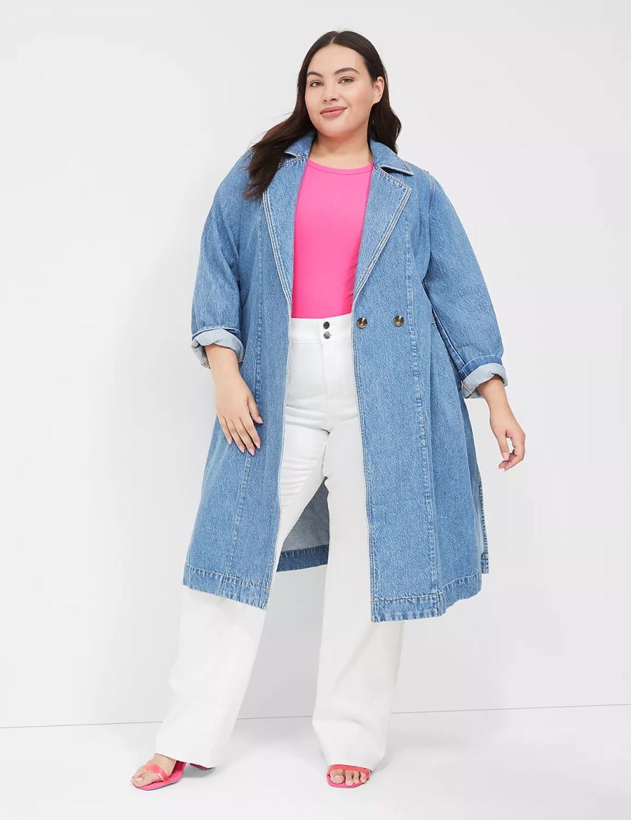 Lane Bryant Denimed Trench Trenchcoat Dames Blauw | MCP7034BJ