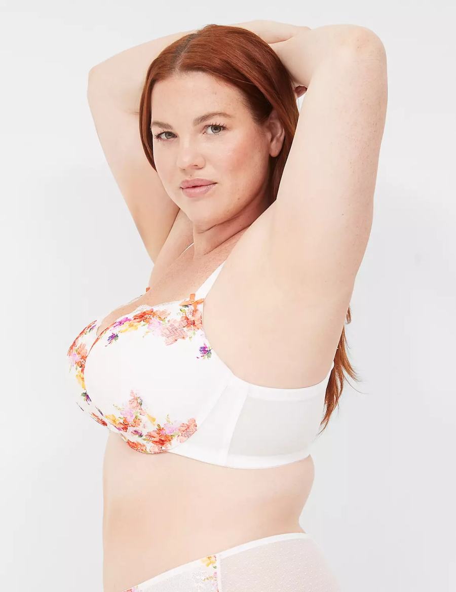 Lane Bryant Digital Print Lace Boost Balconette BH Dames Wit | MOK4684GL