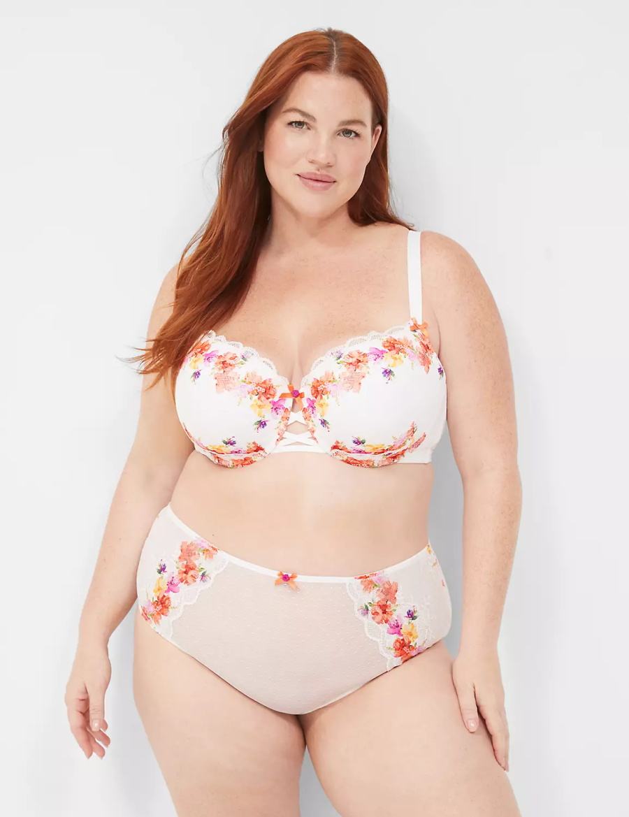 Lane Bryant Digital Print Lace Boost Balconette BH Dames Wit | MOK4684GL